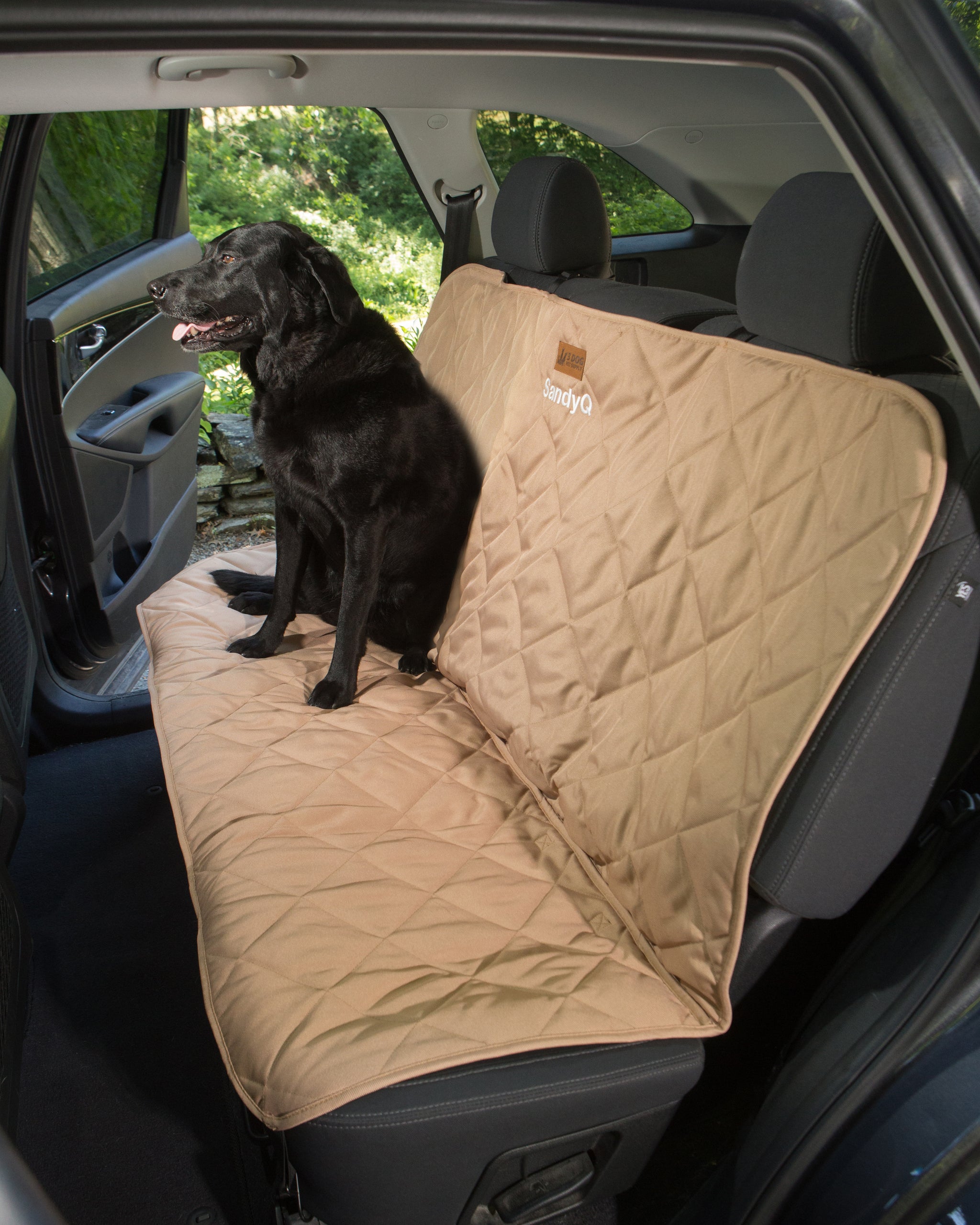 3 Dog Pet Supply Quilted Back Seat Protector Tan