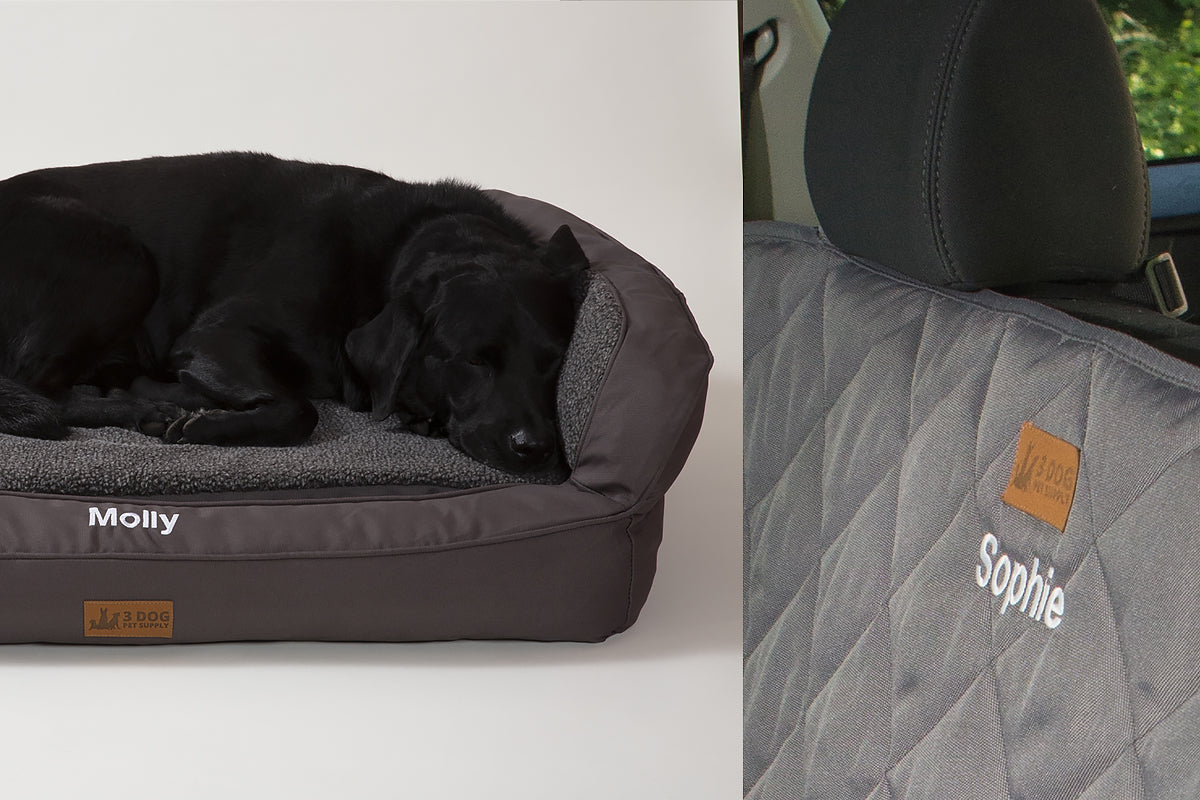 3 Dog Pet Supply Personalized Car Back Seat Protector with Bolster